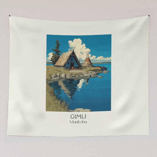 Item preview, Gimli Manitoba Icelandic Heritage | Lake Winnipeg Art Print designed and sold by TuncGK.