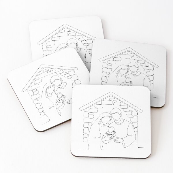 Item preview, Minimalist continuous line art Christmas Nativity Stable doodle designed and sold by Seeds of Change.