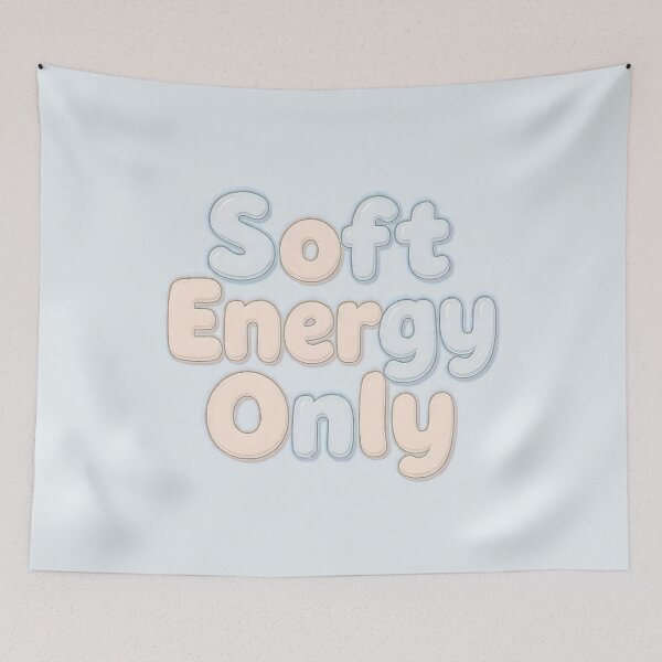 Item preview, Soft Energy Only Aesthetic Bubble Letter Quote – Pastel Cute Gentle Vibes Sticker | Soft Girl Calm Mood Typography Design designed and sold by PureBrain.