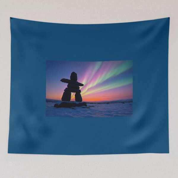 Item preview, Beautiful Northern Lights behind an Inukshuk designed and sold by Halifaxartguy.