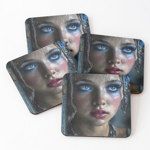 Item preview, Mysterious Portrait with Wet Look and Blue Accents designed and sold by Artessie.