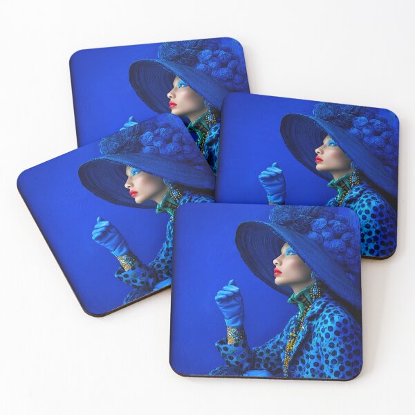 Item preview, Elegant Blue Fashion with Dramatic Hat and Accessories designed and sold by Artessie.