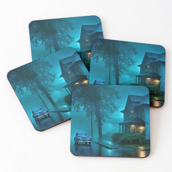 Item preview, Mysterious Foggy Night with Vintage Car and House designed and sold by Artessie.
