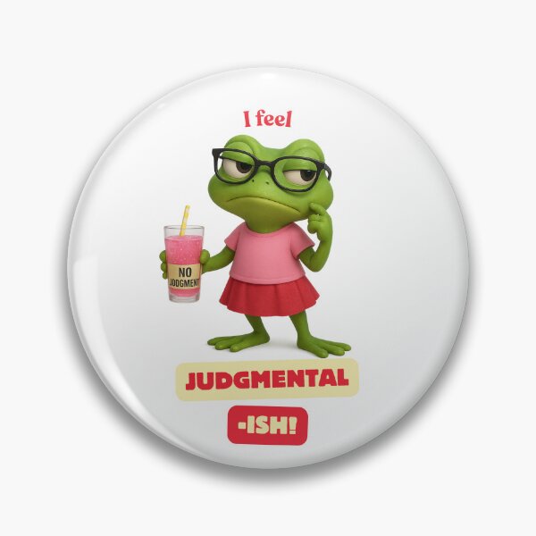 Item preview, I feel Judgmental -ish, Cute frog in red and pink outfit doing a side-eye designed and sold by digitalbitcraft.