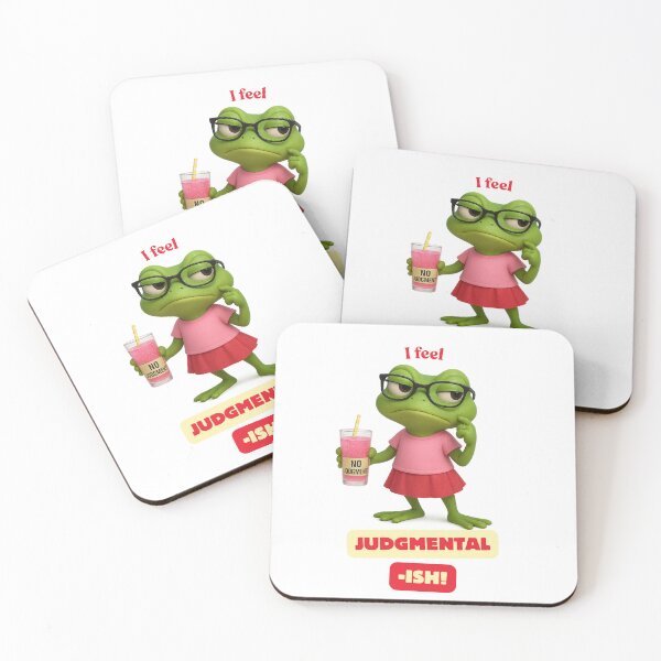 Item preview, I feel Judgmental -ish, Cute frog in red and pink outfit doing a side-eye designed and sold by digitalbitcraft.
