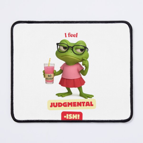 Item preview, I feel Judgmental -ish, Cute frog in red and pink outfit doing a side-eye designed and sold by digitalbitcraft.