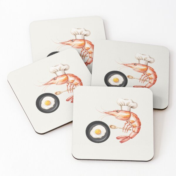 Item preview, Cute Watercolor Shrimp Chef Cooking Egg designed and sold by Verycutethings.