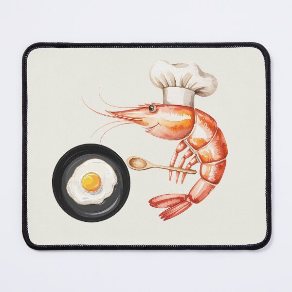 Item preview, Cute Watercolor Shrimp Chef Cooking Egg designed and sold by Verycutethings.