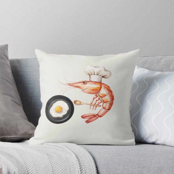 Item preview, Cute Watercolor Shrimp Chef Cooking Egg designed and sold by Verycutethings.
