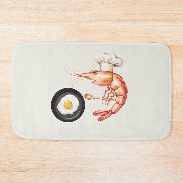 Item preview, Cute Watercolor Shrimp Chef Cooking Egg designed and sold by Verycutethings.