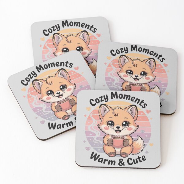 Item preview, Cozy Fox with Warm Coffee – Cute Kawaii Animal Art designed and sold by SoftyDesigns.