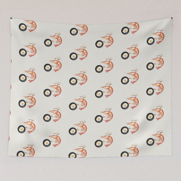 Item preview, Cute Watercolor Shrimp Chef Cooking Egg designed and sold by Verycutethings.