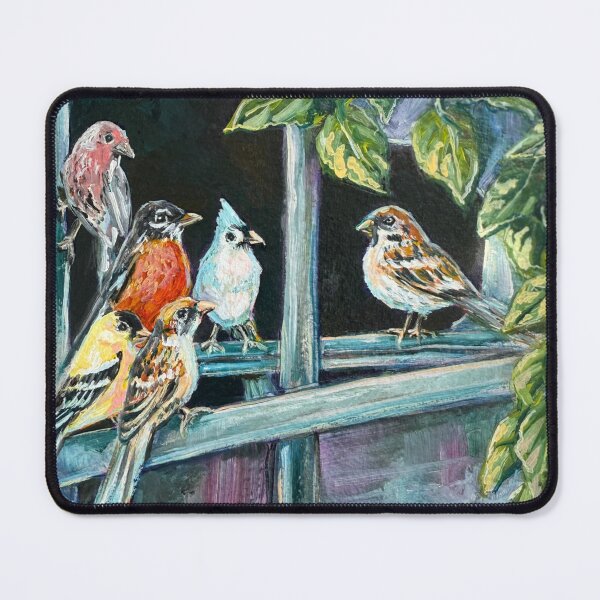 Item preview, "Meeting at the End of the World" Song Birds Oil Painting by Renee Machan designed and sold by RMachanArt.