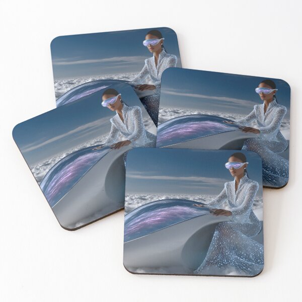 Item preview, Futuristic Woman on a Cloud Hovercraft Journey designed and sold by Artessie.