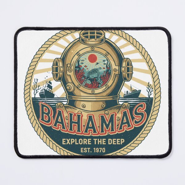 Item preview, Bahamas Deep Sea Retro Dive - Vintage Nautical Explorer & Turtle Design designed and sold by Wear Sculpt.