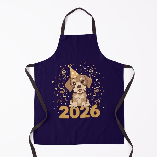 Item preview, Happy New Year 2026 - Cute German Wirehaired Pointer Puppy wearing Party Hat designed and sold by The Real Life Symphony.