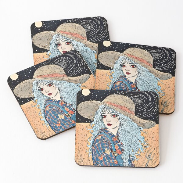 Item preview, Starlit Harvest Dreamer – Cottagecore Farm Girl Art designed and sold by Neer arts.