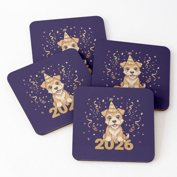 Item preview, Happy New Year 2026 - Cute Wire Fox Terrier Puppy wearing Party Hat designed and sold by The Real Life Symphony.