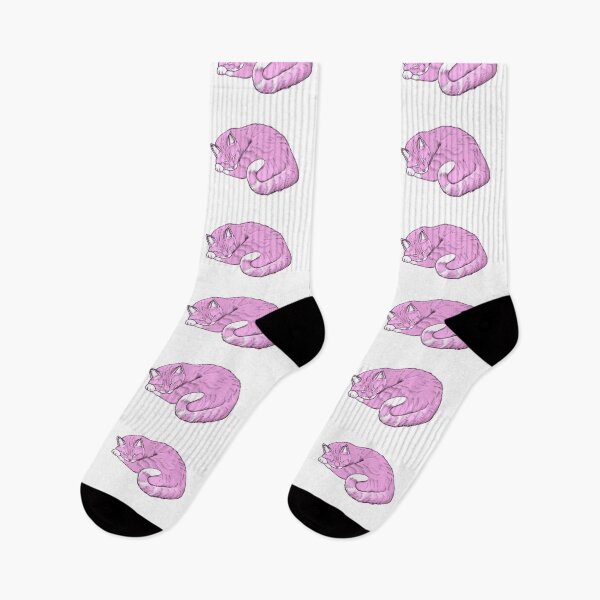 Artikelvorschau, Illustration einer schlafenden Katze – Gemütliche rosa Katzenkunst entworfen und verkauft von FatFoxStudio.