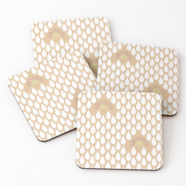 Item preview, Raindrops - Rain and Shine - tan white designed and sold by Stephanie Fiona Design.