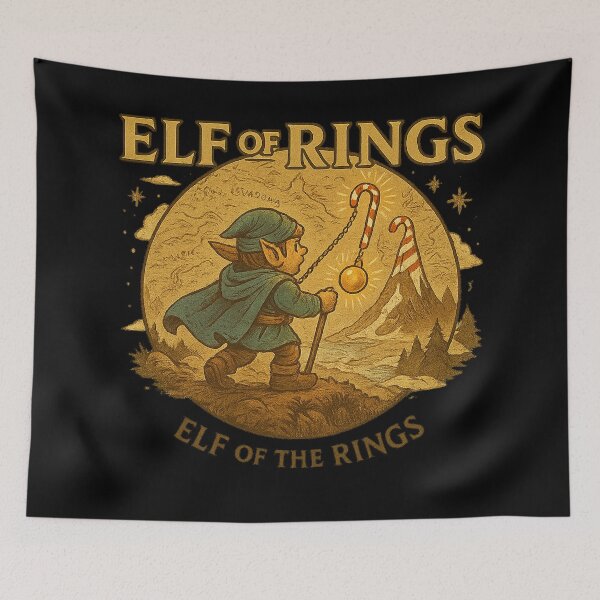 Item preview, Elf of Rings – Funny Christmas LOTR Parody Art designed and sold by AddictiveDesign.