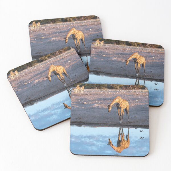 Item preview, Giraffe of Etosha, evening reflection at the waterhole designed and sold by DavideAntoniani.