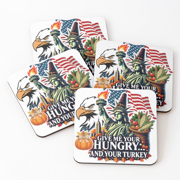 Item preview, Thanksgiving Freedom Spirit – Statue of Liberty, Bald Eagle, Cornucopia & USA Flag designed and sold by MiracleDroplet.