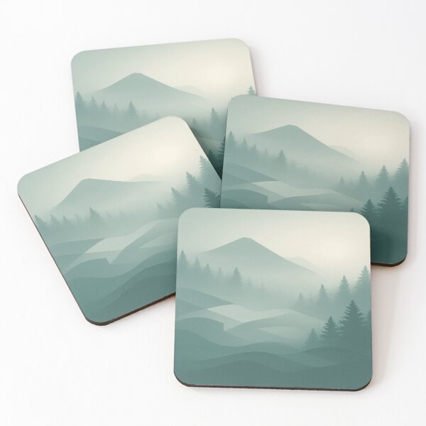 Item preview, Washington State Mountain Landscape Art Print – Minimalist Foggy Peaks Poster | Modern Home Décor designed and sold by POD DYNASTY | Original Print On Demand T-Shirt Graphics.