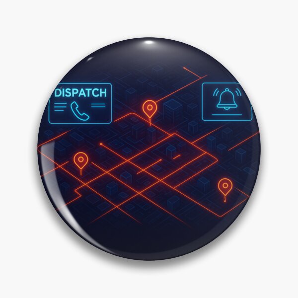 Item preview, Neon Dispatch City Map – Futuristic Emergency Route Interface designed and sold by PrometheusStyle.