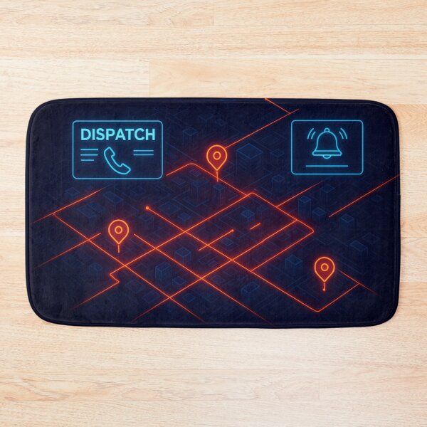Item preview, Neon Dispatch City Map – Futuristic Emergency Route Interface designed and sold by PrometheusStyle.