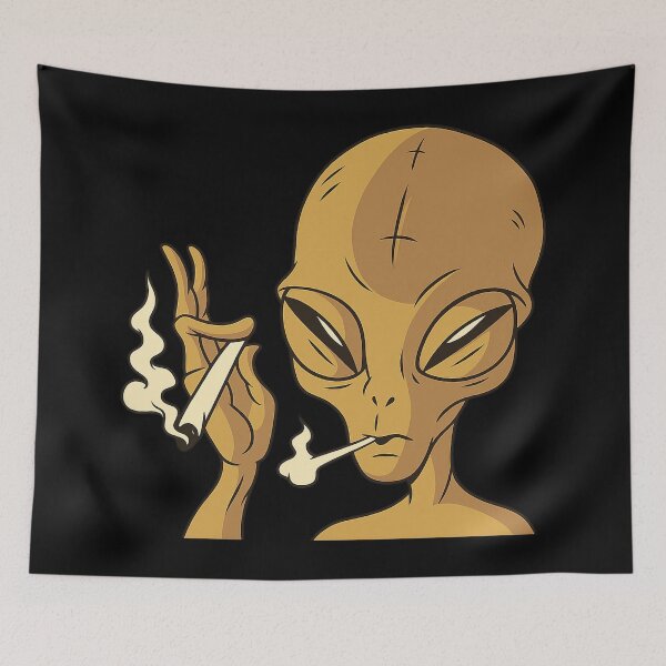 Item preview, Cool Alien Smoking Cartoon Illustration | Extraterrestrial Character Art | Sci-Fi Alien designed and sold by DrawHandArt.