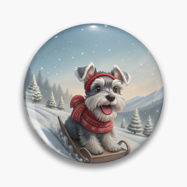 Item preview, Cute Miniature Schnauzer Dog Sledding in Snowy Mountains - Christmas Holiday Pet designed and sold by skibreck.