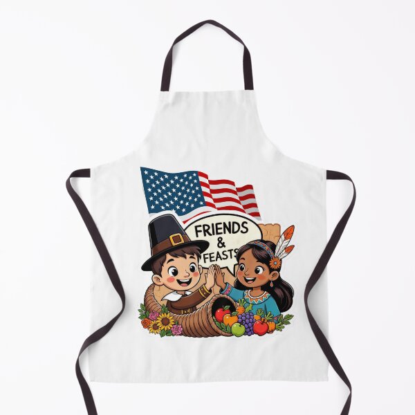 Item preview, Thanksgiving Celebration – Pilgrim Man and Native Woman with USA Flag designed and sold by MiracleDroplet.