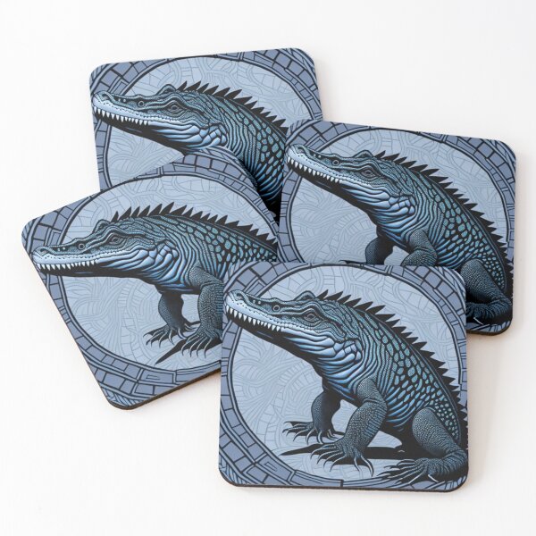 Item preview, Blue Tribal-Style Alligator Emblem designed and sold by 10-18.