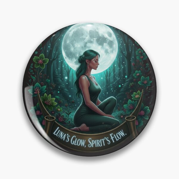 Item preview, Luna's Glow Mystic Emerald Yoga Meditation Moon Night Forest Art designed and sold by BoldBloomArt.