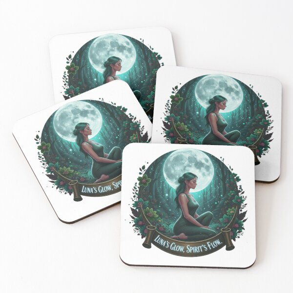 Item preview, Luna's Glow Mystic Emerald Yoga Meditation Moon Night Forest Art designed and sold by BoldBloomArt.