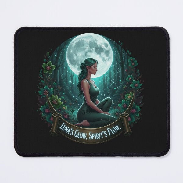 Item preview, Luna's Glow Mystic Emerald Yoga Meditation Moon Night Forest Art designed and sold by BoldBloomArt.