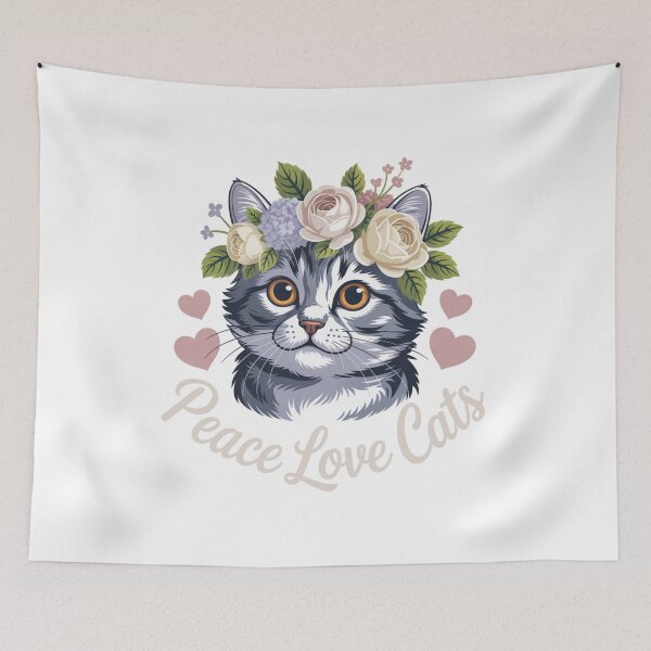 Item preview, Peace Love Cats Fluffy Pet Lover Gift designed and sold by chattsuede.
