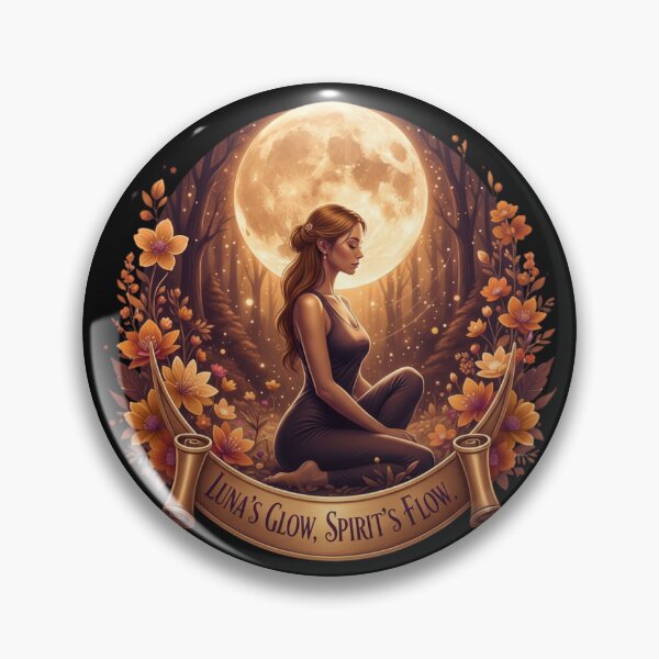 Item preview, Luna's Glow Spirit's Flow Gold Orange Yoga Meditation Moon Art designed and sold by BoldBloomArt.