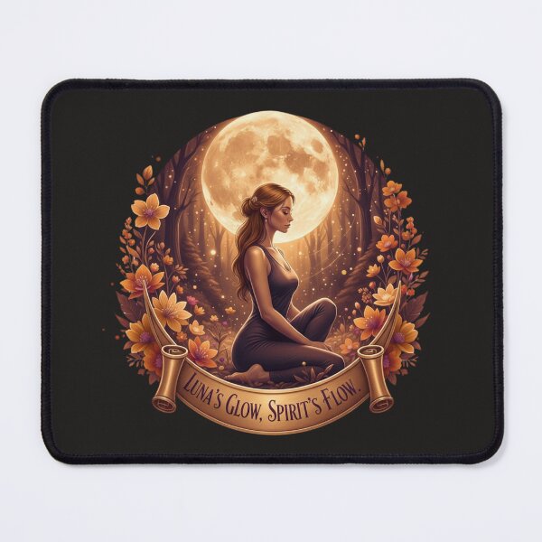 Item preview, Luna's Glow Spirit's Flow Gold Orange Yoga Meditation Moon Art designed and sold by BoldBloomArt.