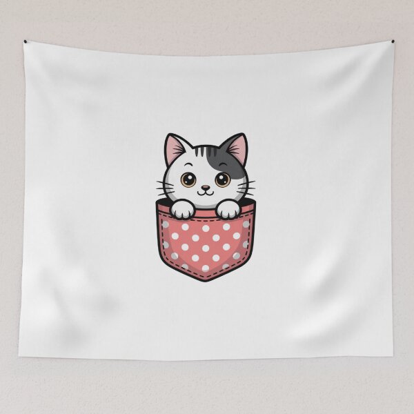 Item preview, Adorable Pocket Kitty Illustration Kawaii Vector Peeking Cat designed and sold by chattsuede.