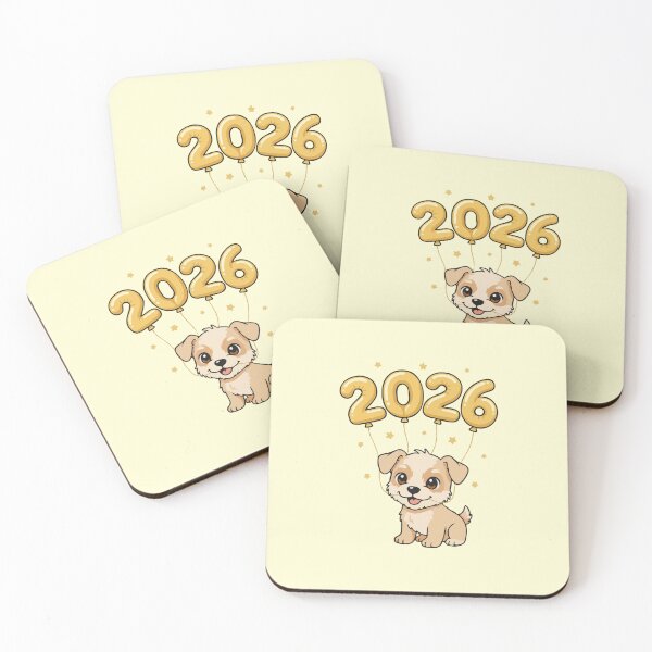 Item preview, Happy New Year 2026 - Cute Dandie Dinmont Terrier Puppy Holding 2026 Balloons designed and sold by The Real Life Symphony.