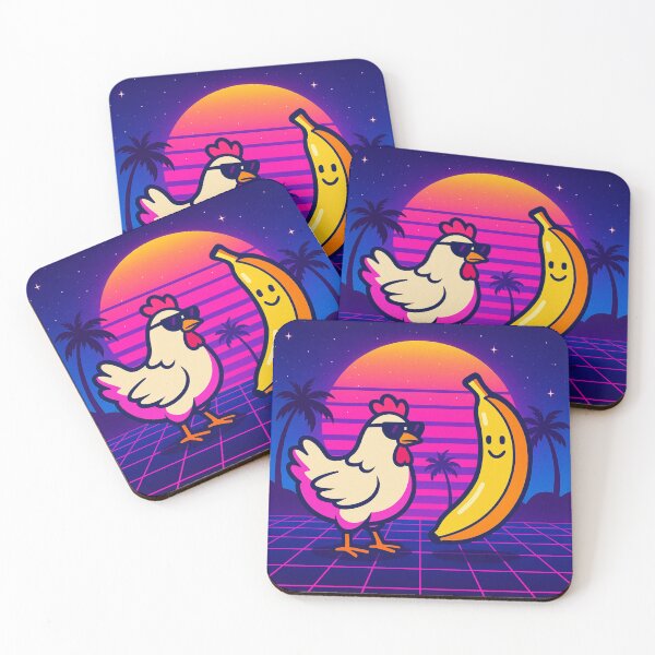 Item preview, Chicken & Banana – Vaporwave Neon Sunset designed and sold by MforMontessori.