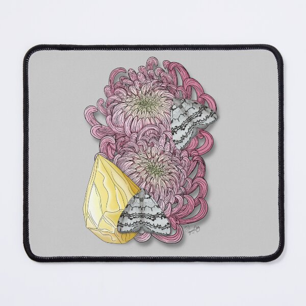 Item preview, November Birth Flower- Pink Chrysanthemums with November Moth and Topaz designed and sold by Marguerite Artistry.