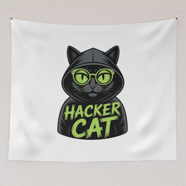 Item preview, Neon Hacker Cat Programmer Tech Lover designed and sold by chattsuede.