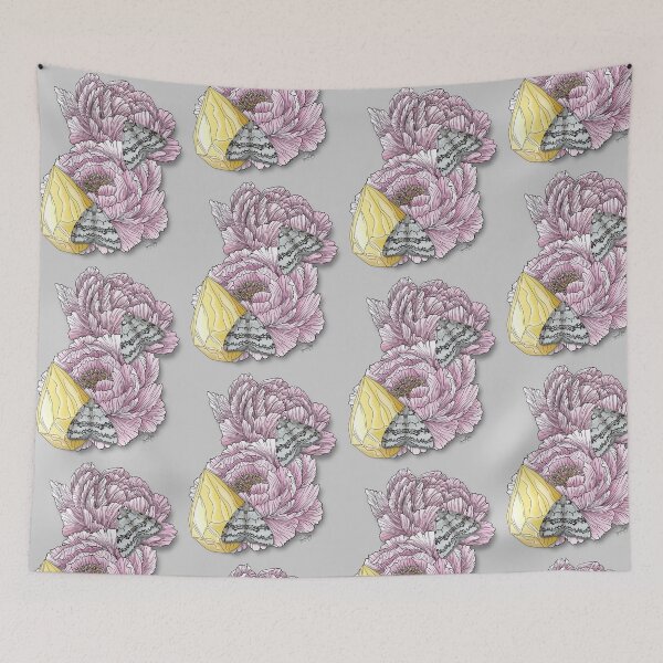 Item preview, November Birth Flower- Pink Peonies with November Moth and Topaz designed and sold by Marguerite Artistry.