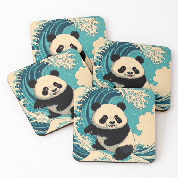 Item preview, Panda Surfeando la Gran Ola – Panda Kawaii en la Ola designed and sold by CosmicLionPrints.