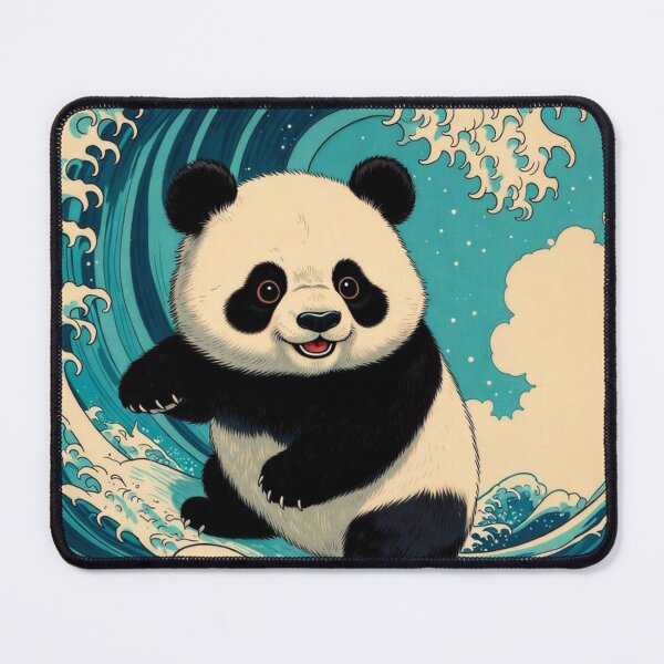 Item preview, Panda Surfing the Great Wave – Cute Kawaii Panda on Wave designed and sold by CosmicLionPrints.
