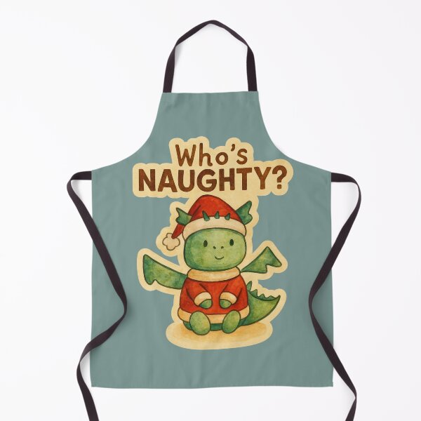 Item preview, Who’s Naughty? – Cute Christmas Dragon Watercolor Design designed and sold by GusiaTreasures.