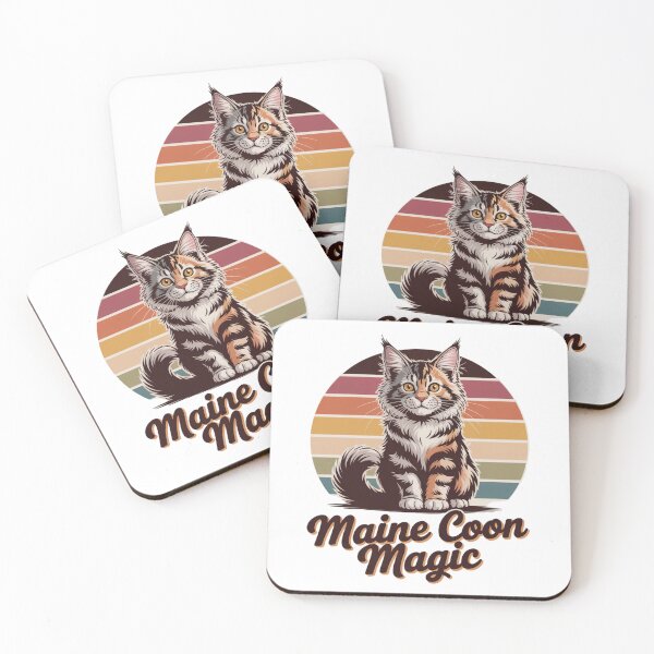 Item preview, Enchanting Maine Coon Magic Retro Sunset Cat designed and sold by chattsuede.